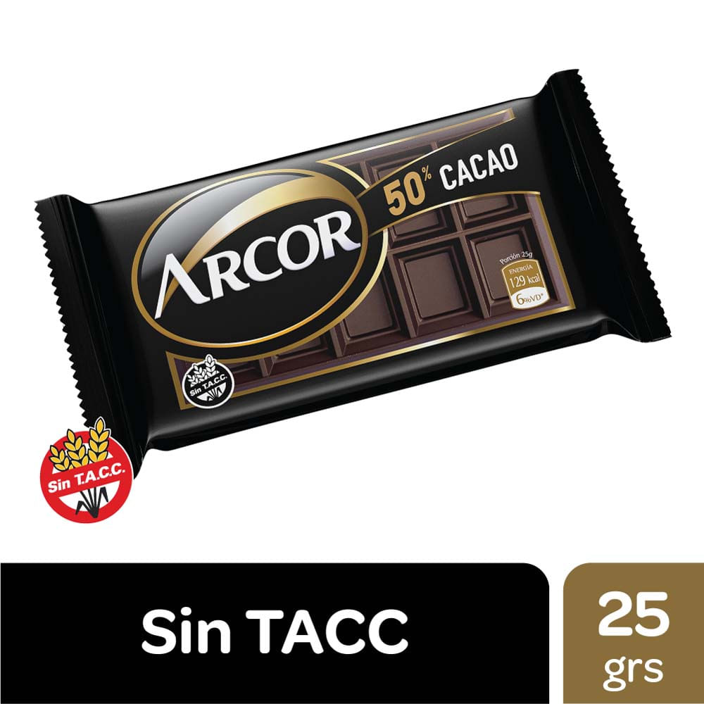 Chocolate Sabor Semiamargo 50% Cacao 25 Grs Arcor