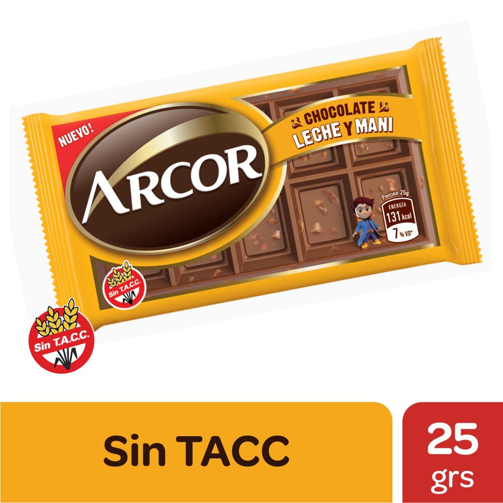 Chocolate Sabor Leche y Maní 25 Grs Arcor