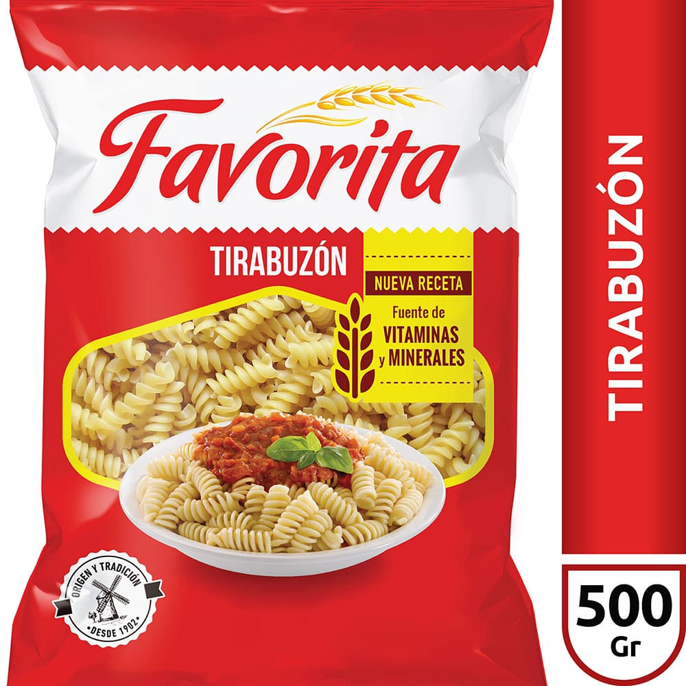 Fideos Tirabuzón 500 Grs Favorita