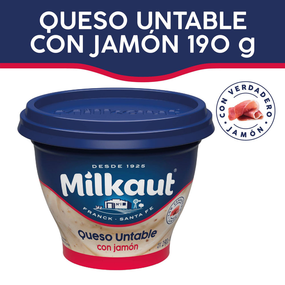 Queso Untable Sabor Jamón 190 Grs Milkaut