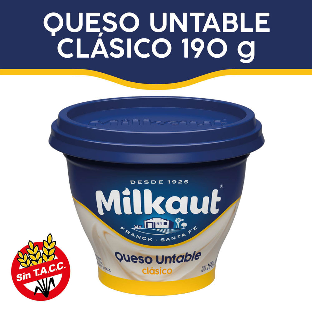 Queso Untable Clásico 190 Grs x 1 Un Milkaut