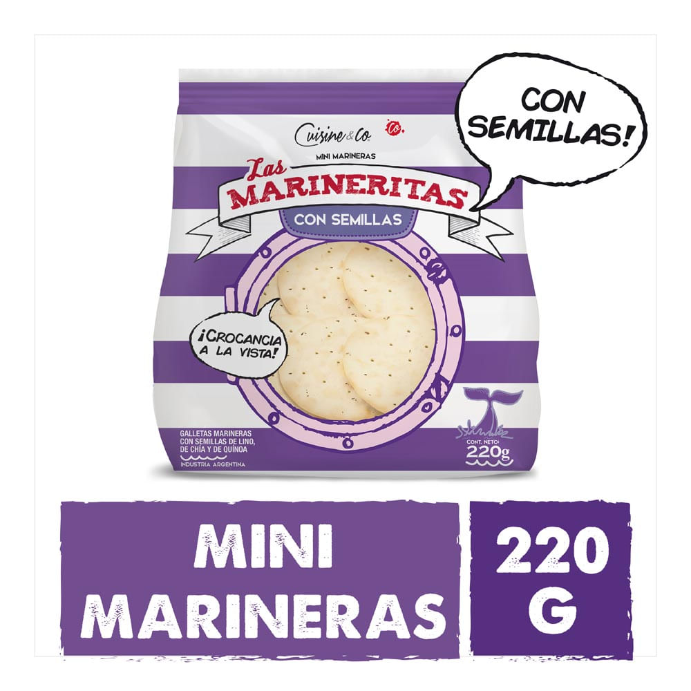 Galletitas Saladas Mini Marineras Sabor Semillas 220 Grs Cuisine & Co