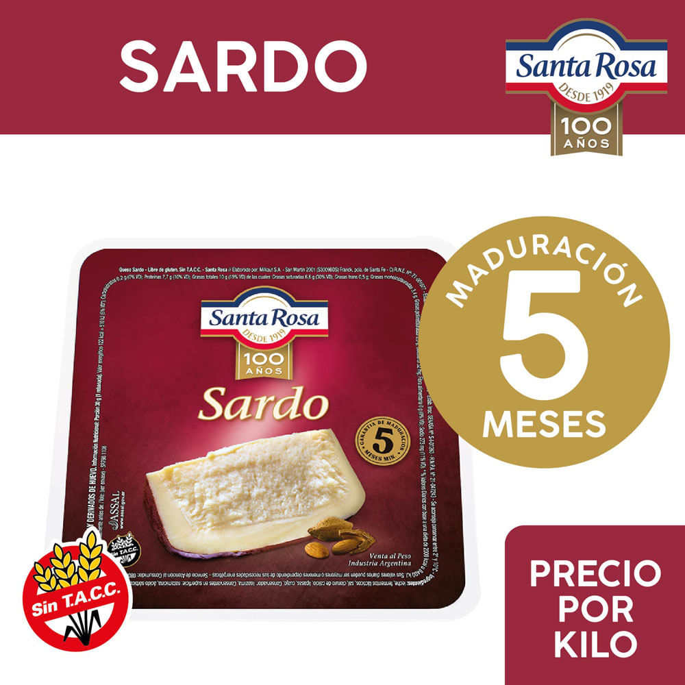 Queso Sardo Trozado x 1 Kg Santa Rosa