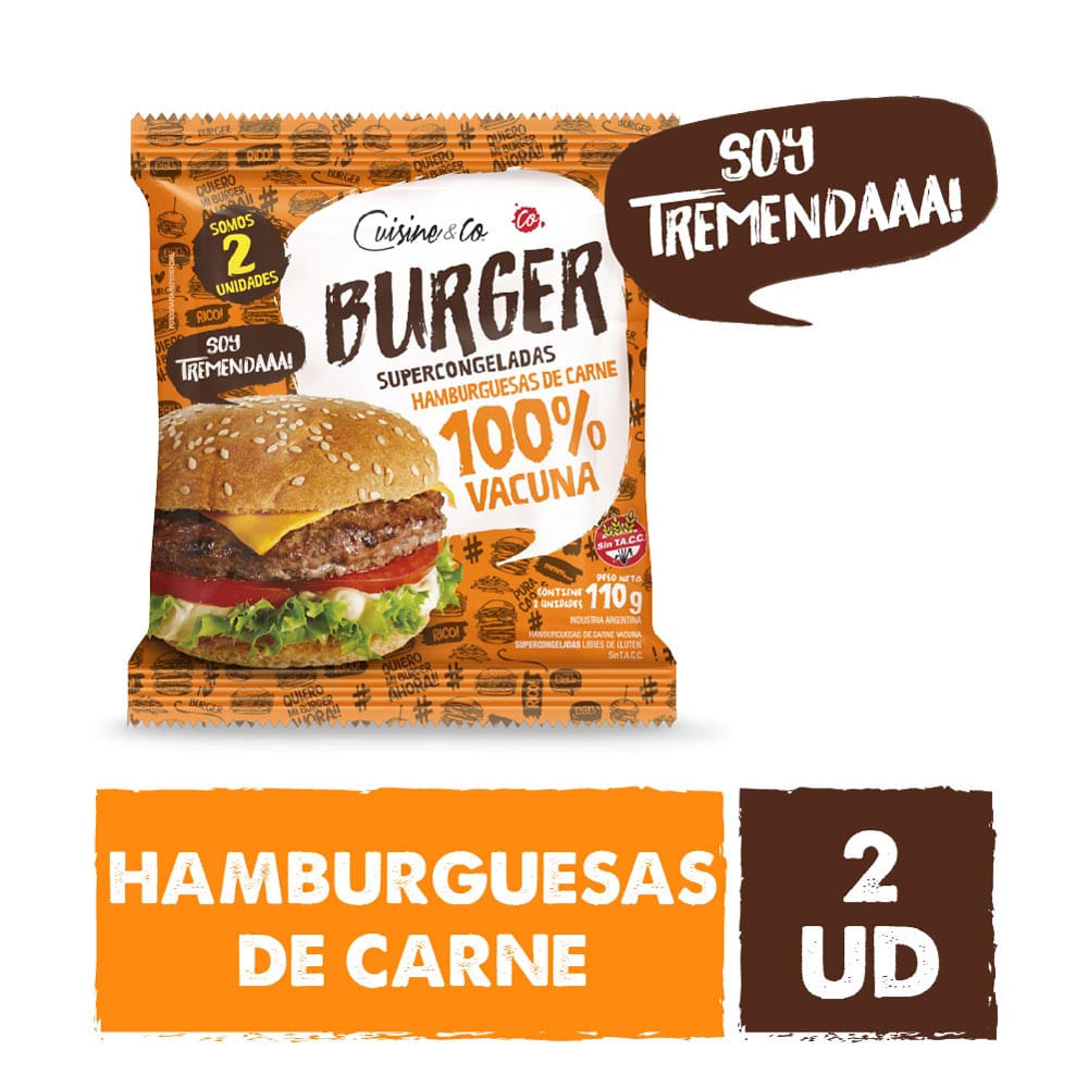 Hamburguesa de Carne Vacuna x 2 Un 110 Grs Cuisine y Co