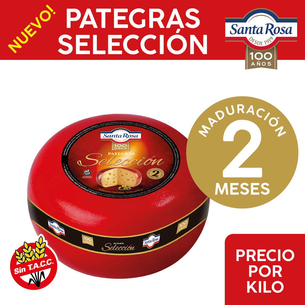 Queso Pategrás Selección 2 meses x Kg Santa Rosa