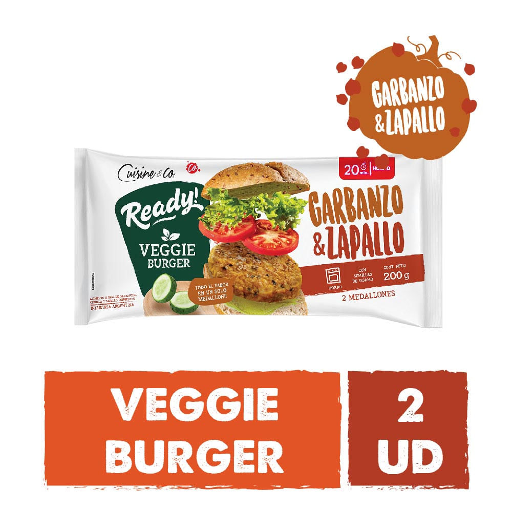 Medallones Sabor Garbanzo y Zapallo Congelado x 2 Un 200 Grs Cuisine & Co