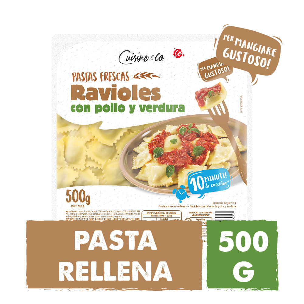 Ravioles Pollo Y Verdura 500 Grs Cuisine & Co
