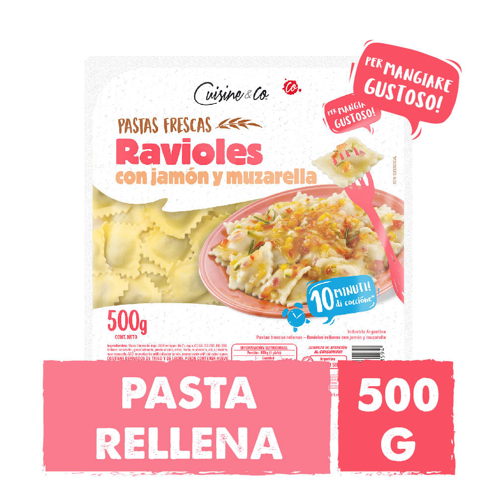 Ravioles de jamón y muzarella 500 Grs Cuisine & Co