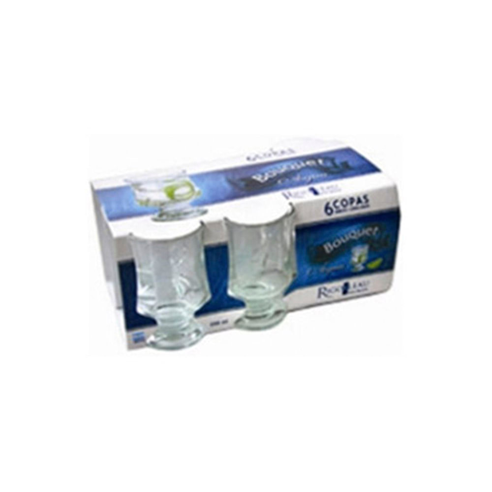 Copas Agua Transparente Vidrio 250 Ml x 6 Un Rigolleau