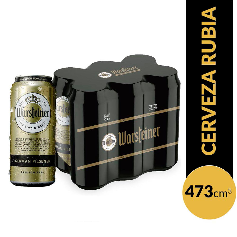 Cerveza Rubia 473 Ml x 6 Un Warsteiner