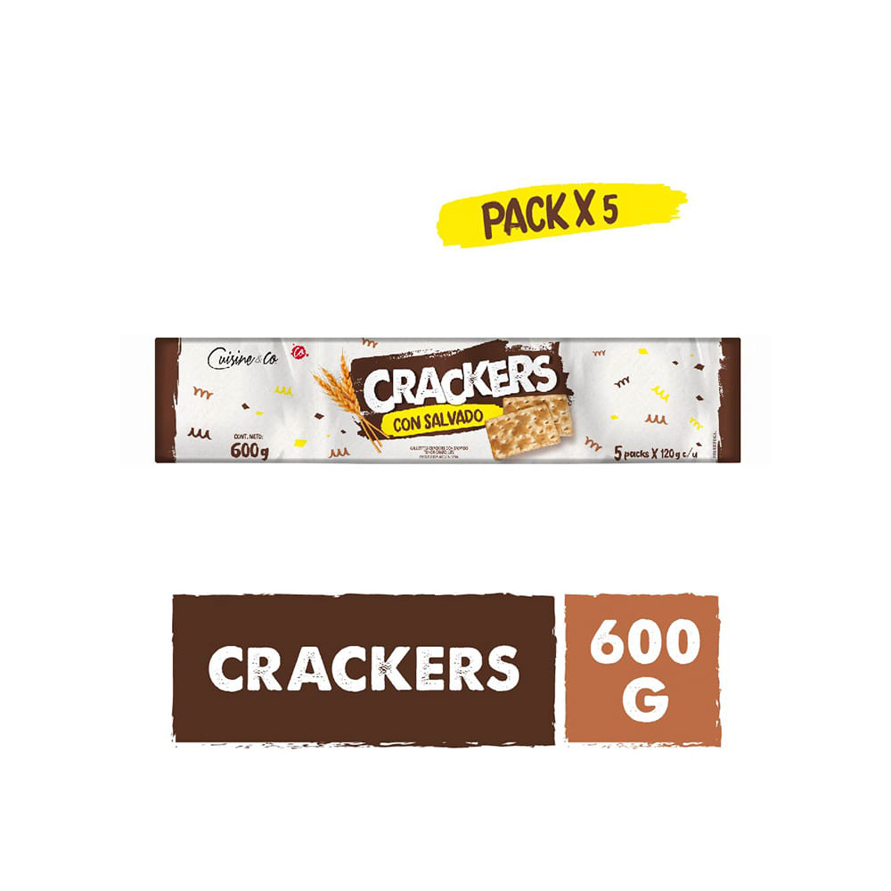 Galletas Secas con Salvado 600 Grs x 5 Un Cuisine & Co