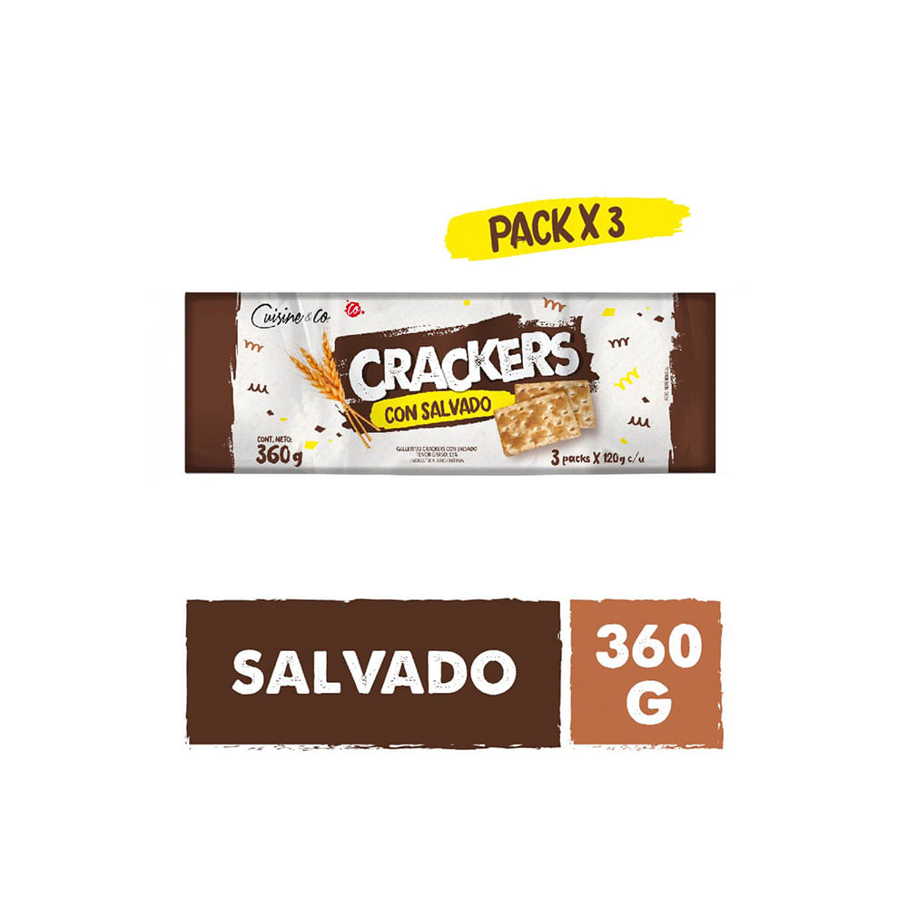 Galletas Secas con Salvado 360 Grs x 3 Un Cuisine & Co