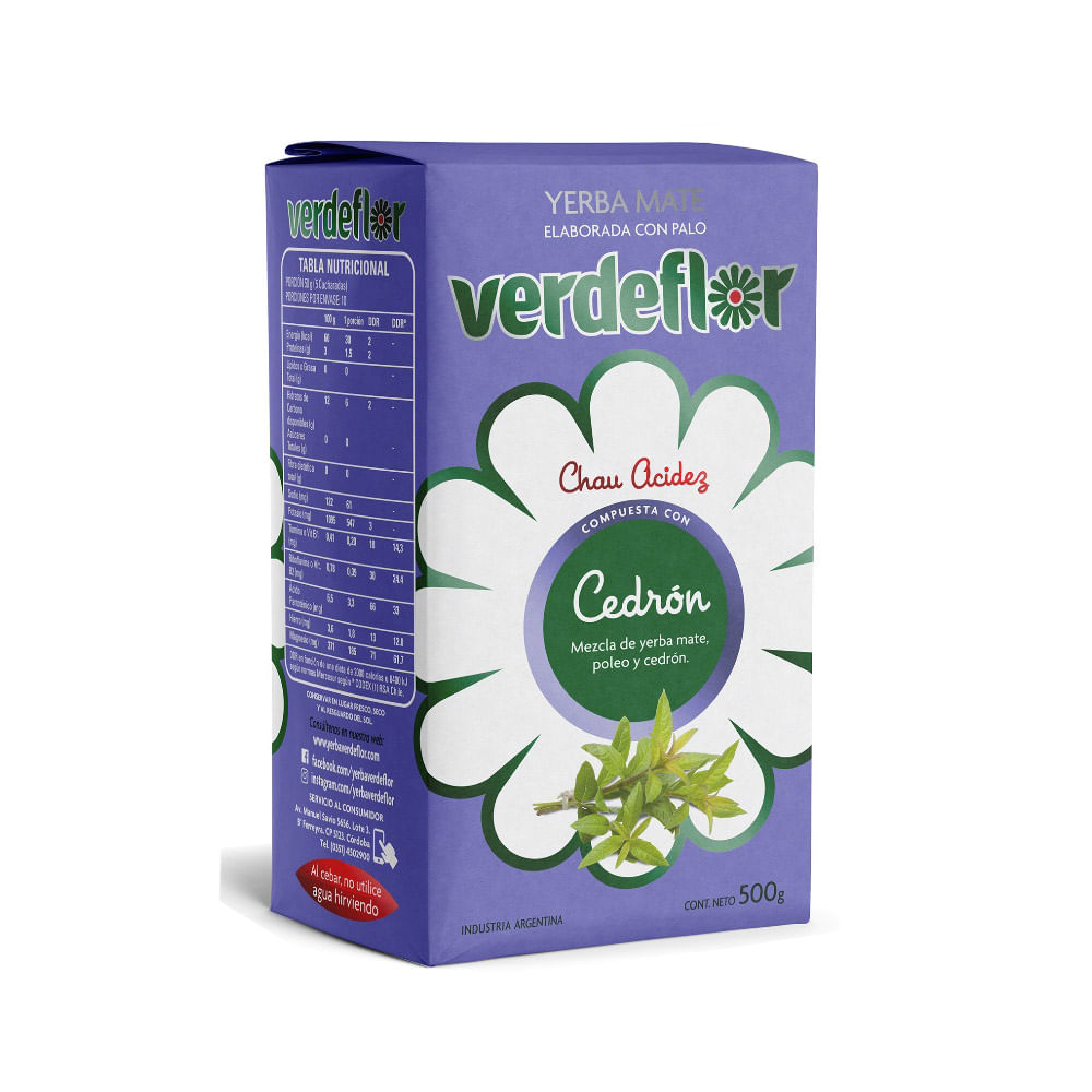 Yerba Mate con Palo Sabor Cedrón 500 Grs Verdeflor