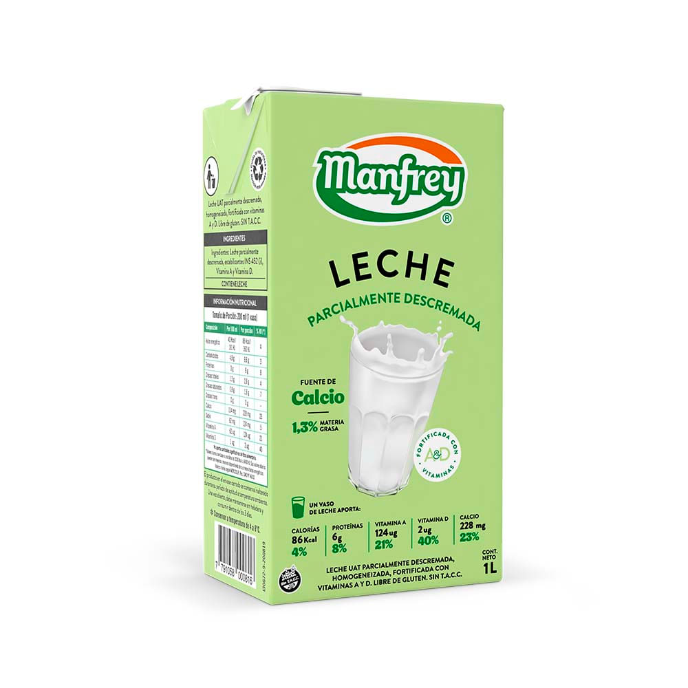 Leche Descremada 1 Lts Manfrey
