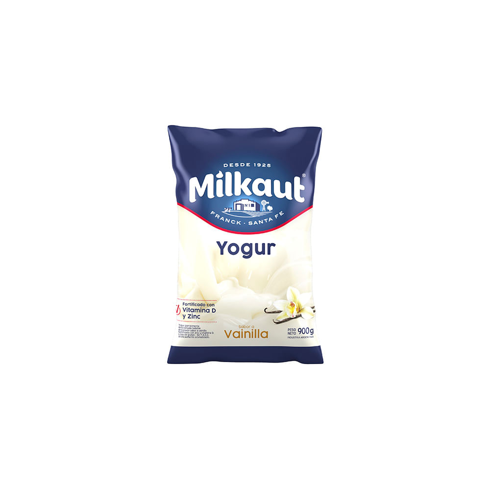 Yogurt Sabor Vainilla Entero 900 Grs Milkaut