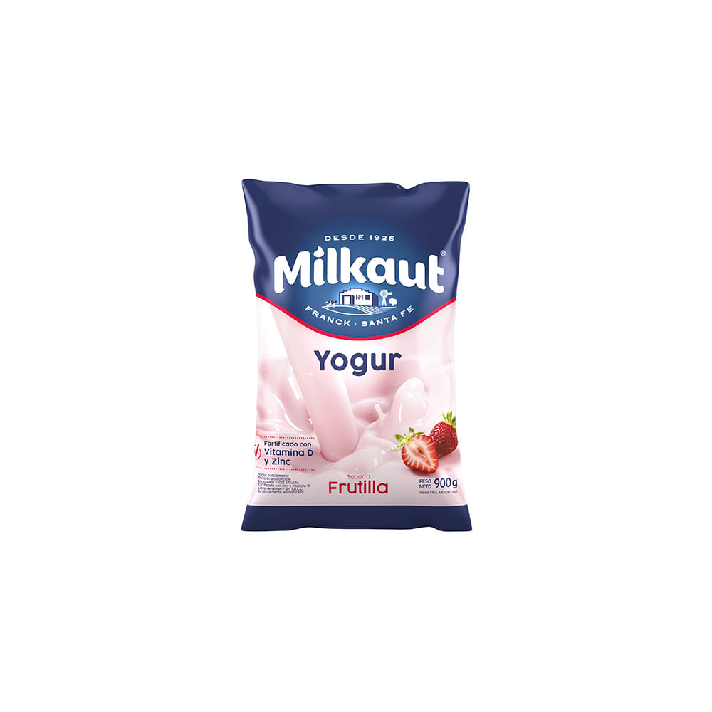 Yogurt Sabor Frutilla Tradicional 900 Grs Milkaut