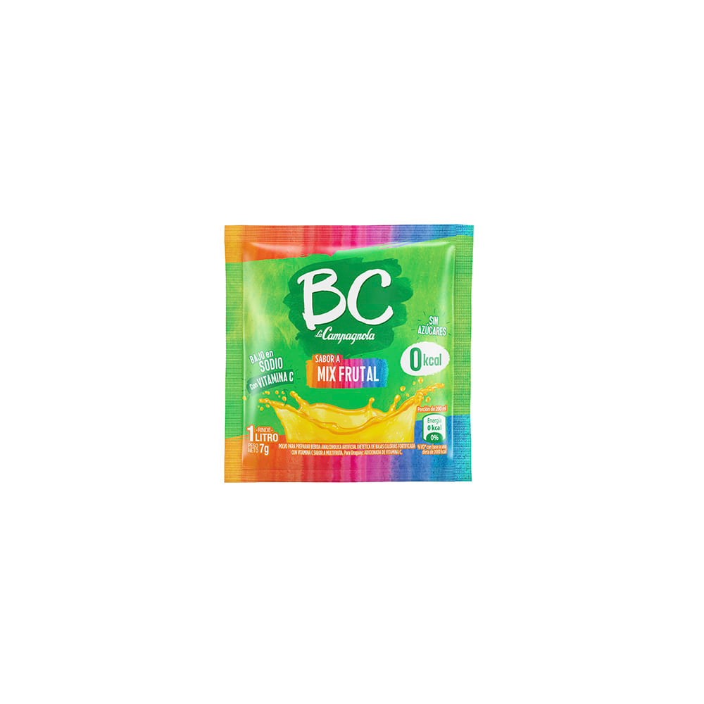 Jugo en Polvo Sabor Mix Frutal 7 Grs Bc