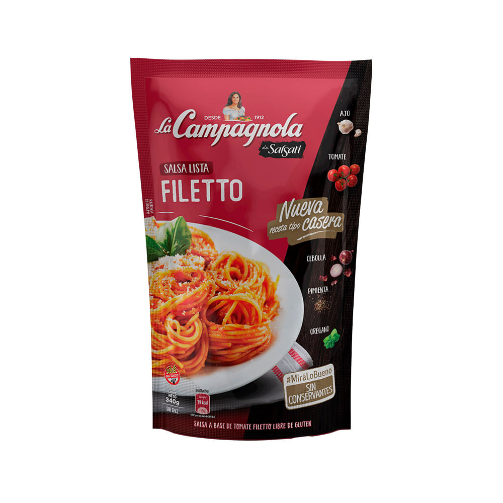 Salsa de Tomate Filetto 340 Grs La Campagnola
