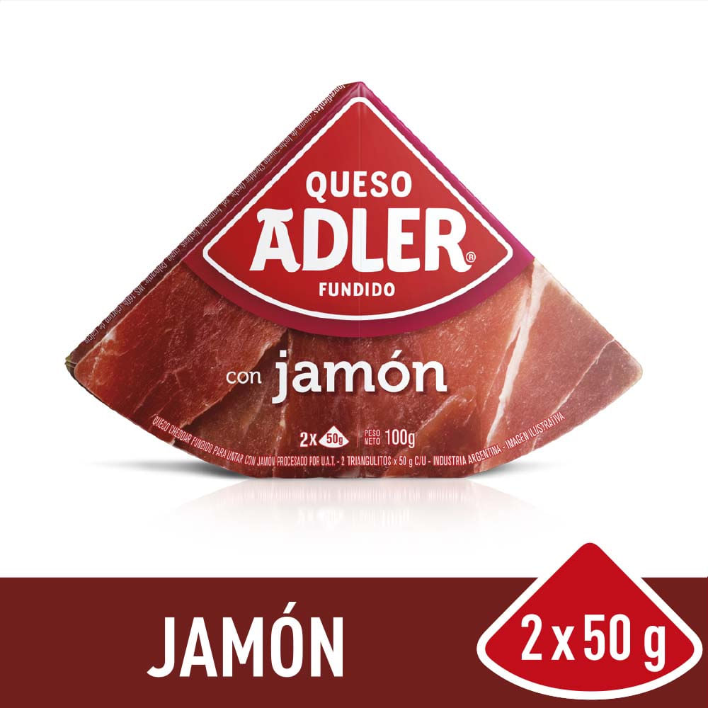 Queso Fundido Sabor Jamón 0.1 Kg x 2 Un Adler