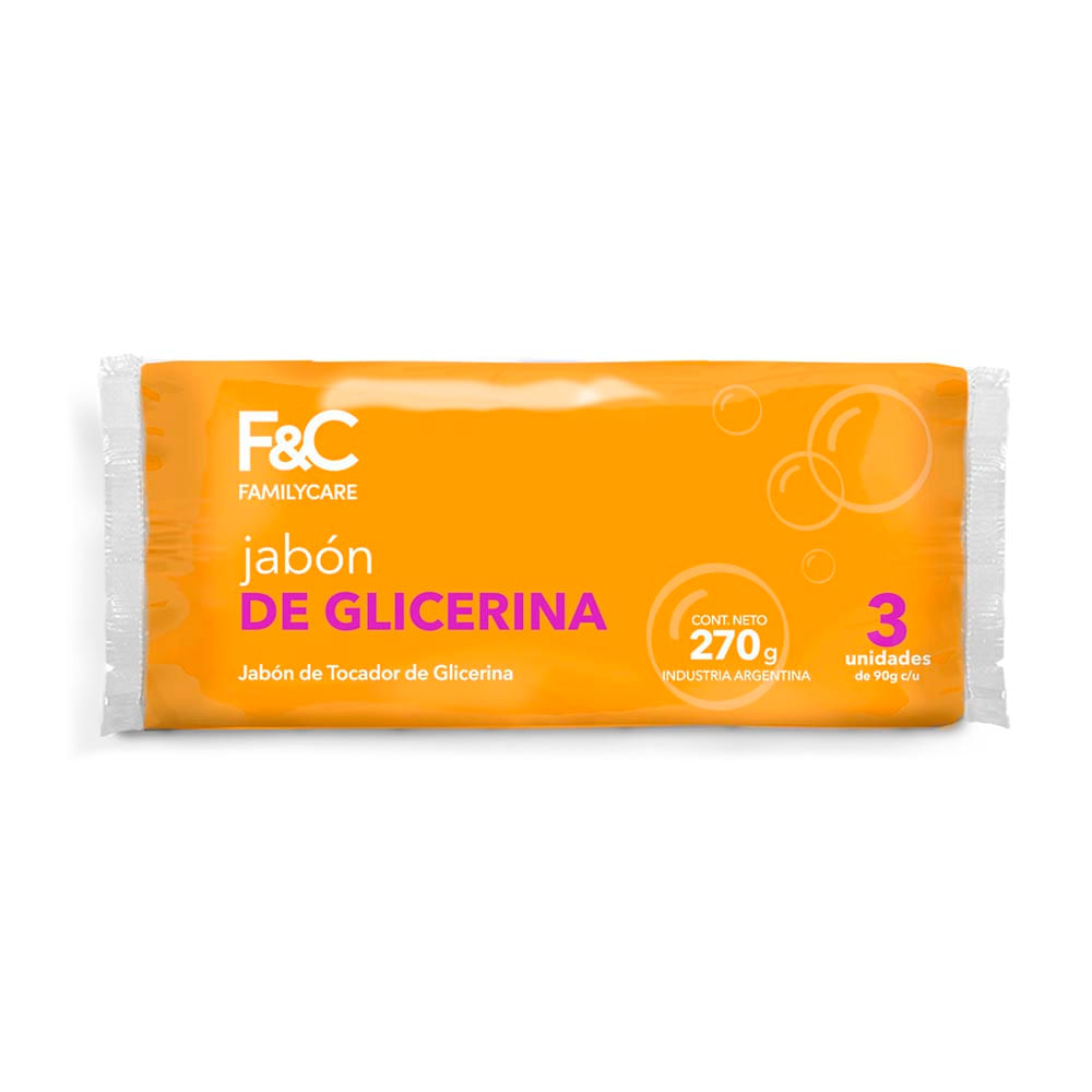 Jabón de Tocador de Glicerina 270 Grs x 3 Un Family Care