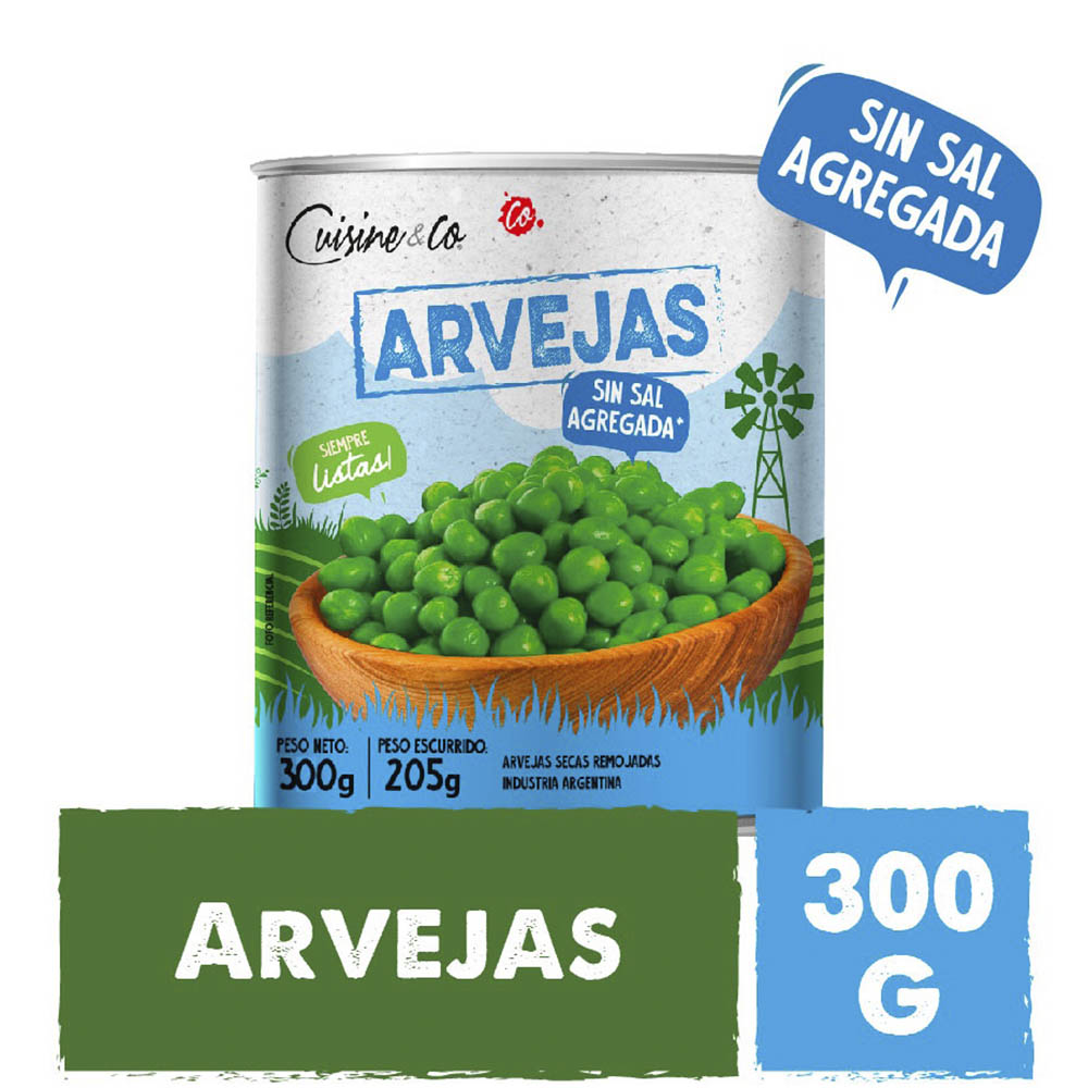 Arvejas sin sal agregada 300 Grs Cuisine & Co