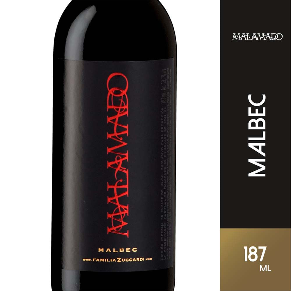 Vino Tinto Malbec 187 Cc Malamado