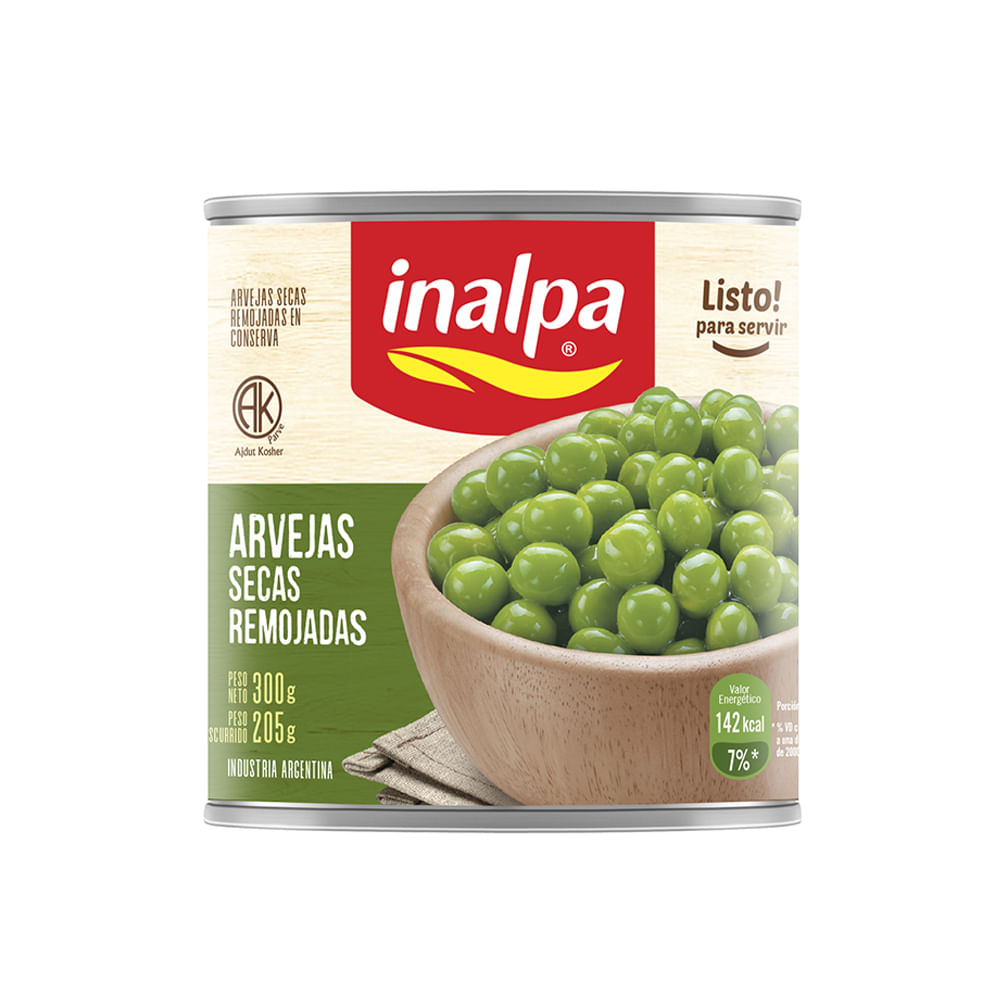 Arvejas Secas Remojadas 300 Grs Inalpa