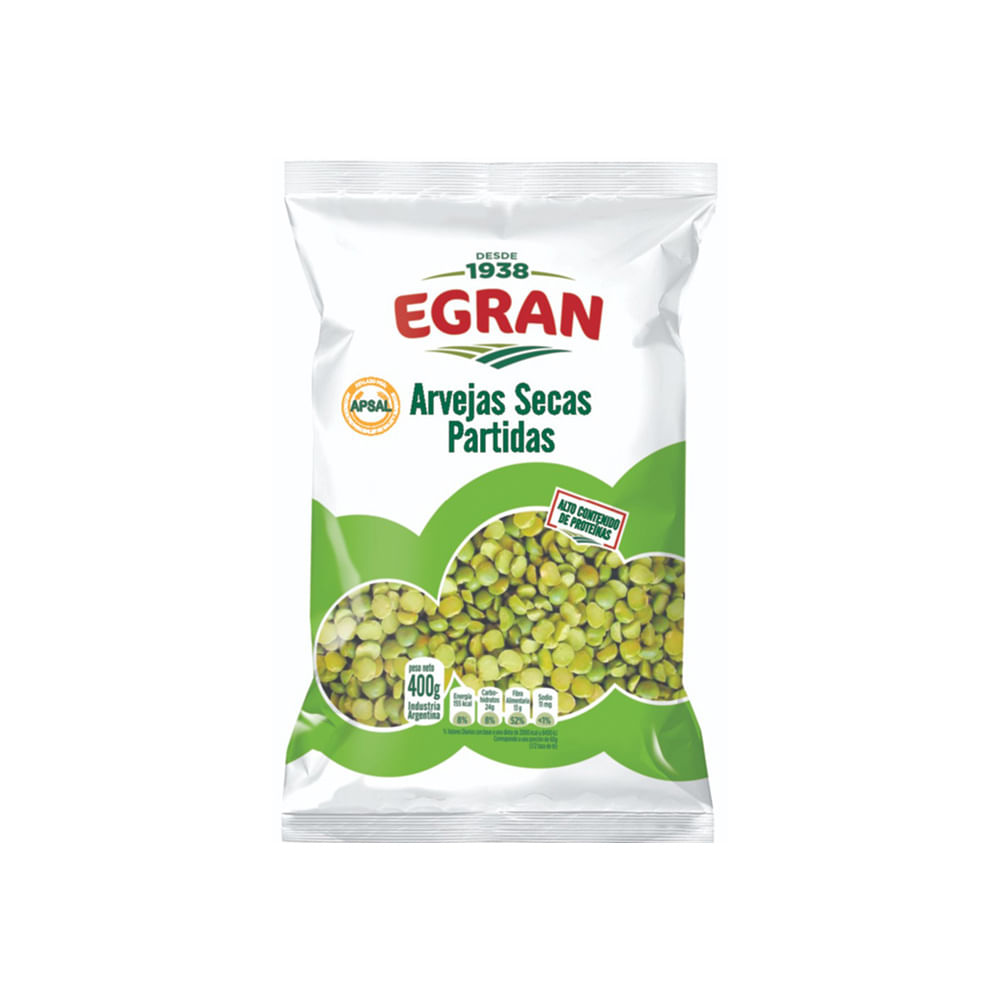 Arvejas Secas Partidas 400 Grs Egran