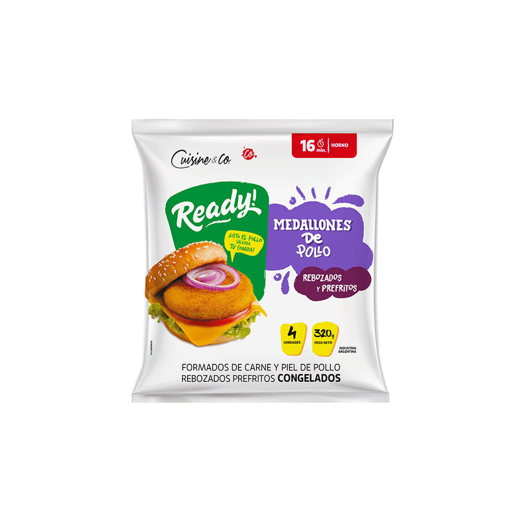 Medallones de Pollo Rebozados x 4 Un 320 Grs Cuisine & Co