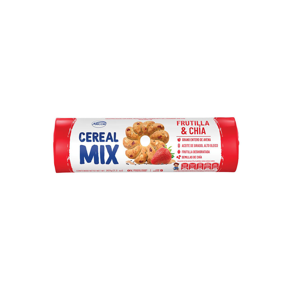 Galletas Secas Sabor Frutilla y Chía 207 Grs Cereal Mix