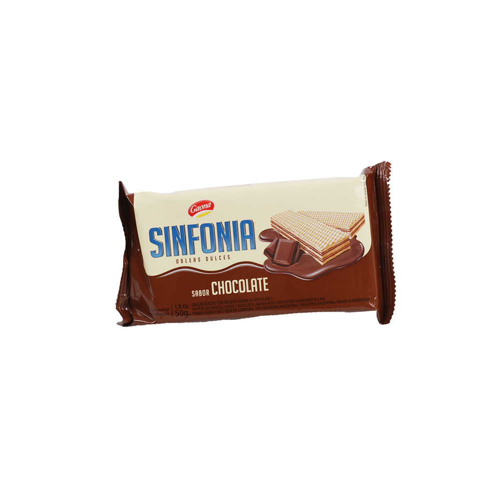 Obleas Sabor Chocolate 50 Grs Sinfonia