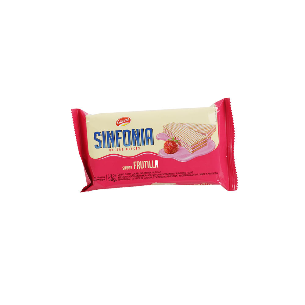 Obleas Sabor Frutilla 50 Grs Sinfonia