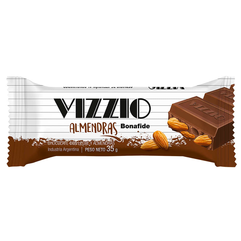 Chocolate Vizzio Con Leche Y Almendras 35g