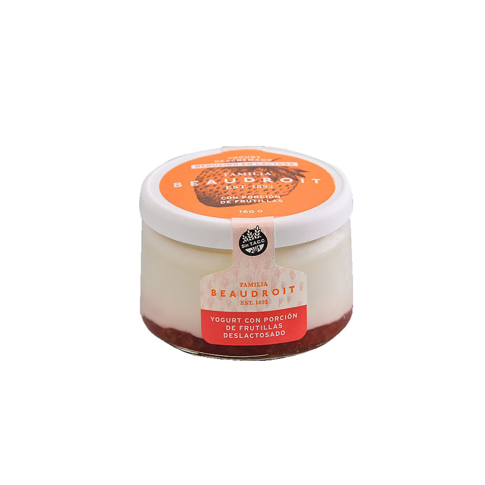 Yogurt Sabor Frutilla Deslactosado 160 Grs Familia Beaudroit