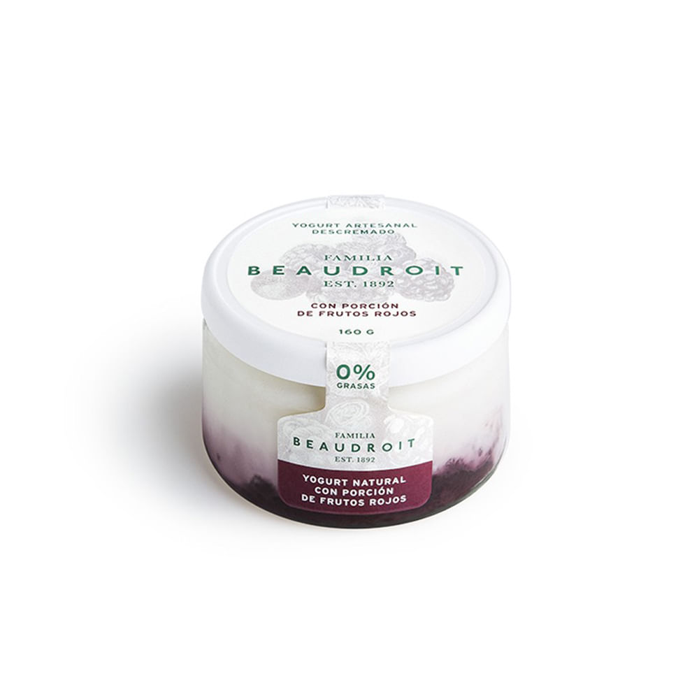Yogurt Sabor Frutos Rojos Descremado 160 Grs Familia Beaudroit