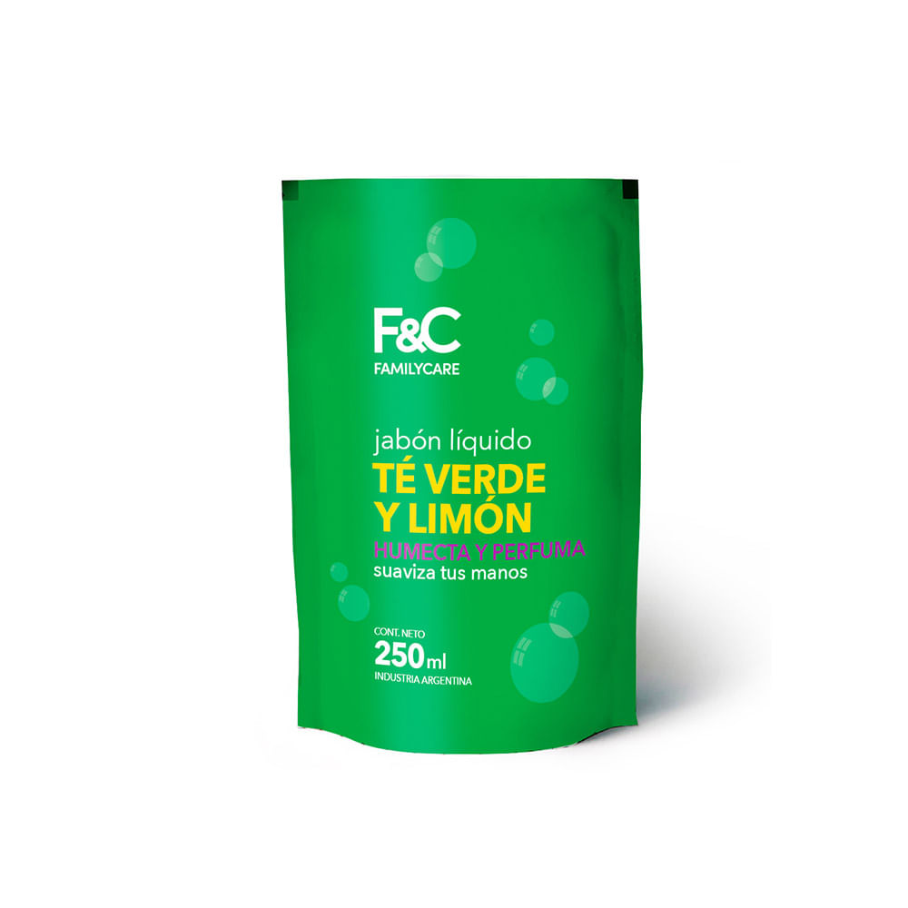 Jabón Líquido Humectante Té Verde y Limón 250 Ml Family Care
