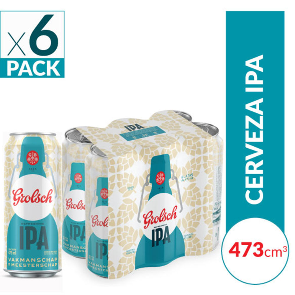Cerveza IPA 473 Cc x 6 Un Grolsch