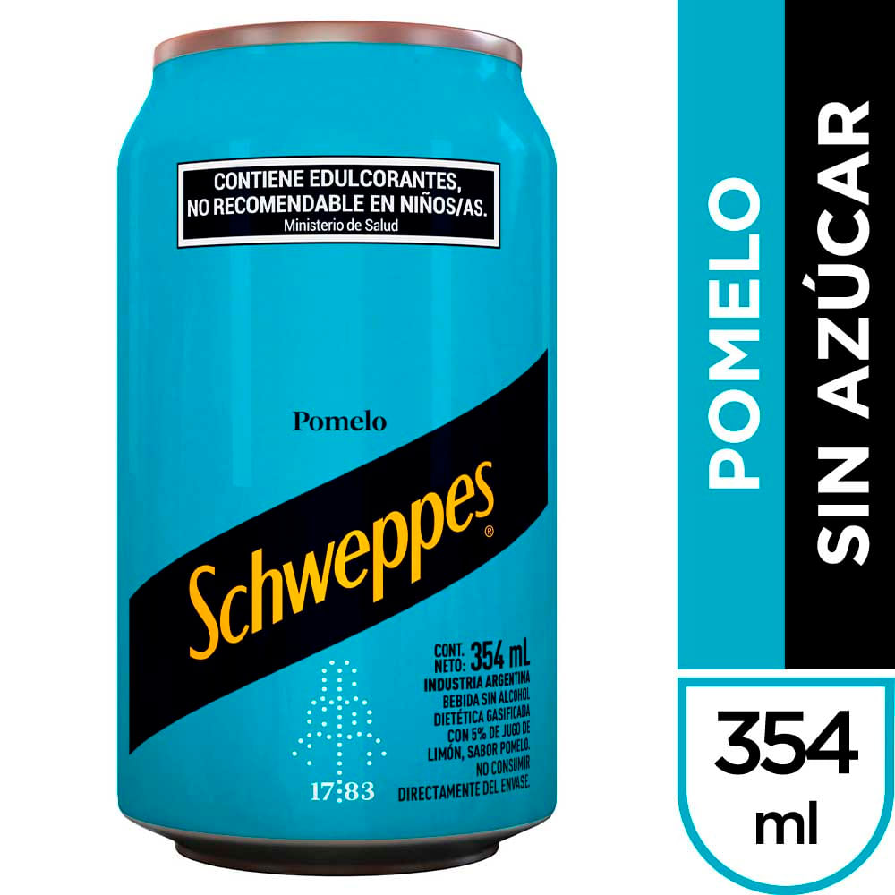 Gaseosa Sin Azúcar Sabor Pomelo 354 Ml Schweppes