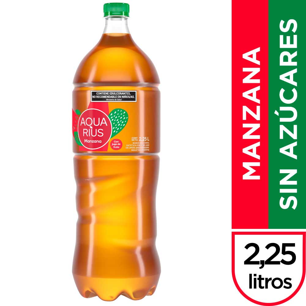 Agua Saborizada Sin Azúcar Sabor Manzana 2.25 Lts Aquarius