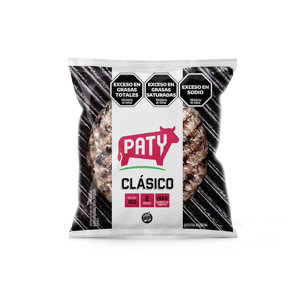 Hamburguesa de Carne Vacuna Clásico x 2 Un 160 Grs Paty