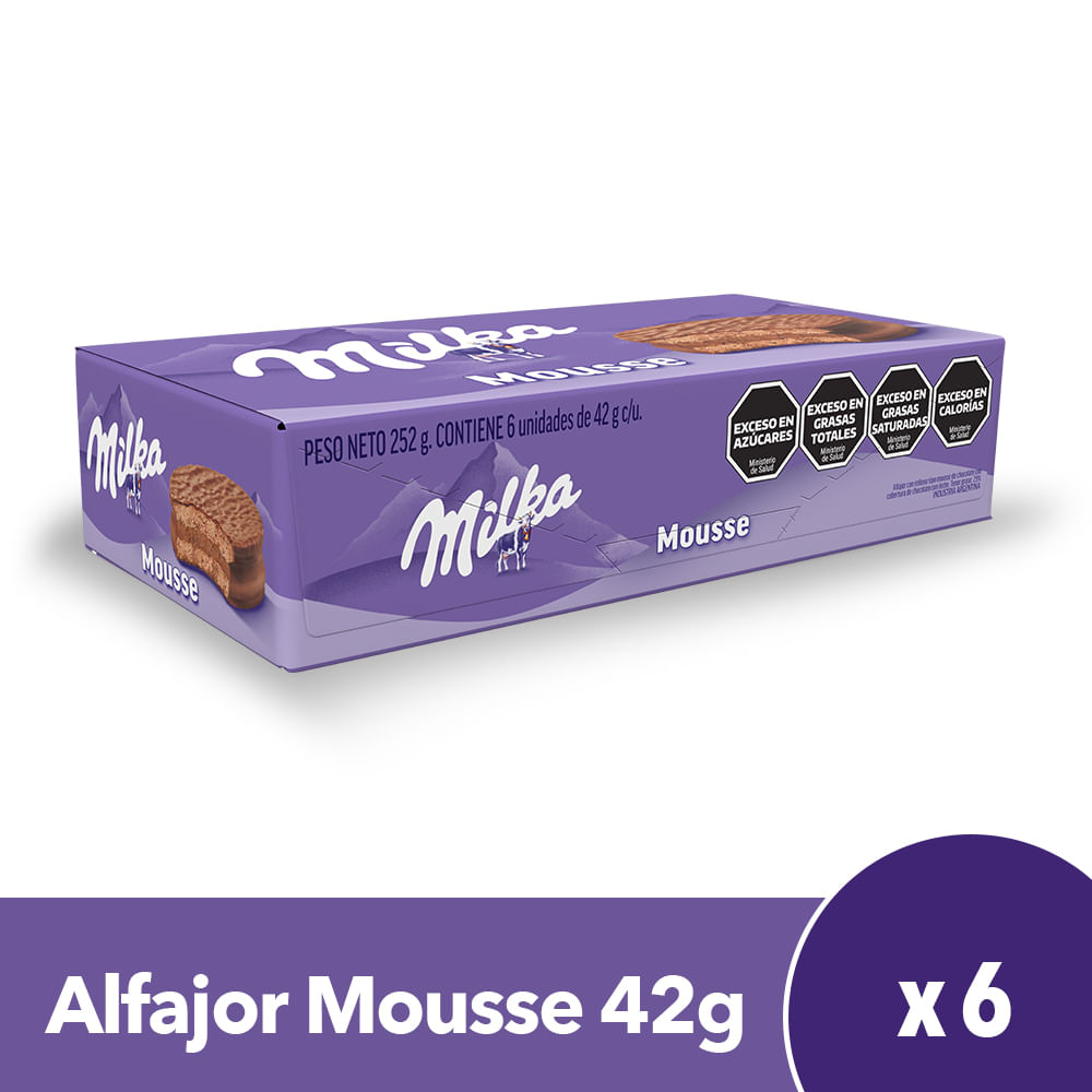 Alfajor Sabor Mousse 252 Grs x 6 Un Milka