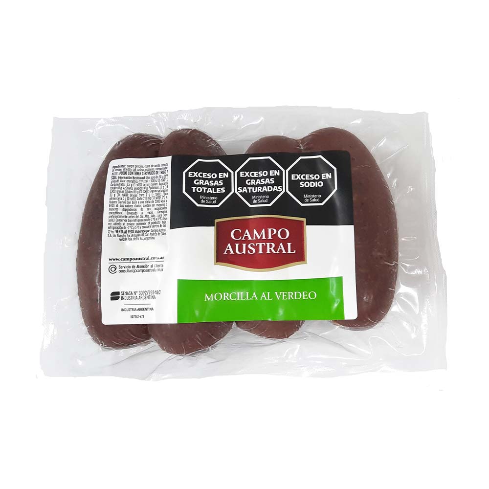 Morcilla Al Vacio - 4u - X Kg - Campo Austral