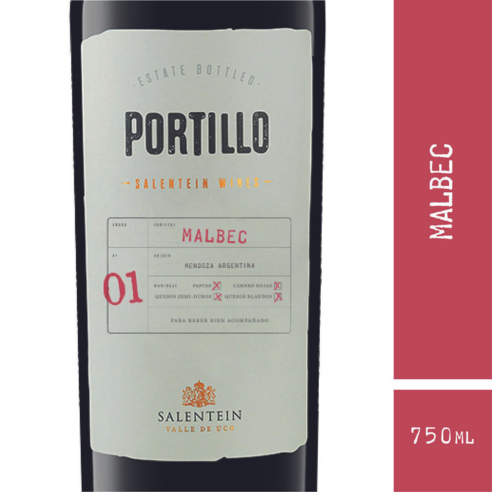 Vino Tinto Malbec 750 Ml Portillo
