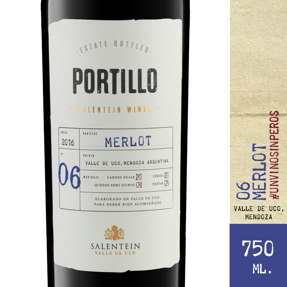 Vino Tinto Merlot 750 Ml Portillo