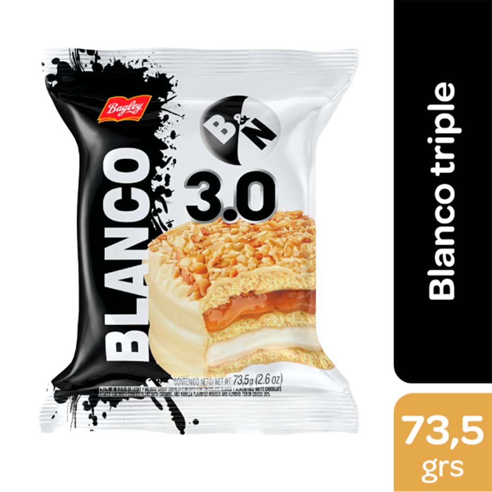 Alfajor Blanco Triple 73,5 Grs x 1 Un Bagley