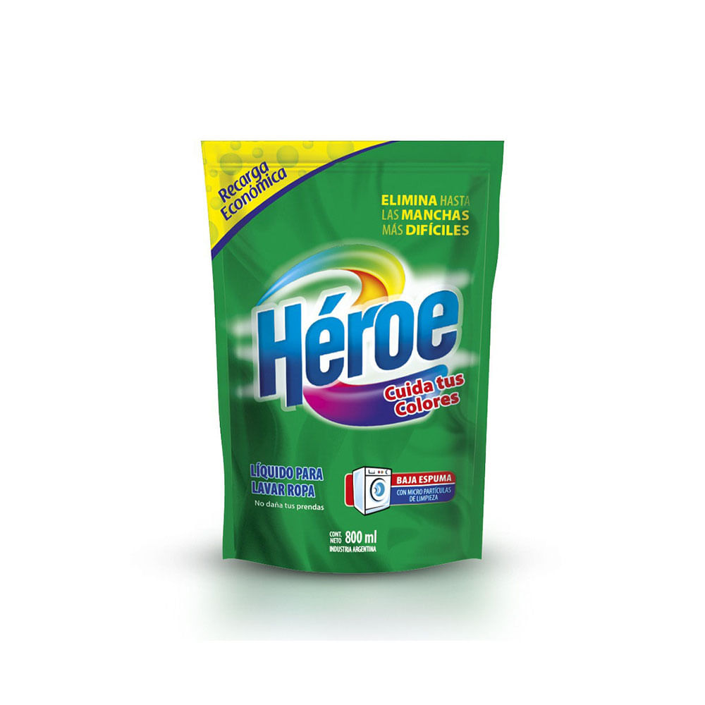 Jabón para Ropa Líquido Cuida tus Colores 800 Ml Héroe