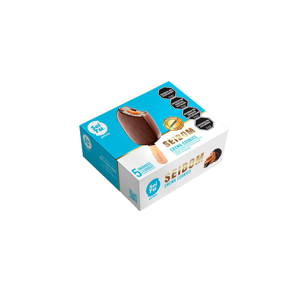Helado Sabor Crema Cookies Palito x 5 Un 350 Grs Seitu