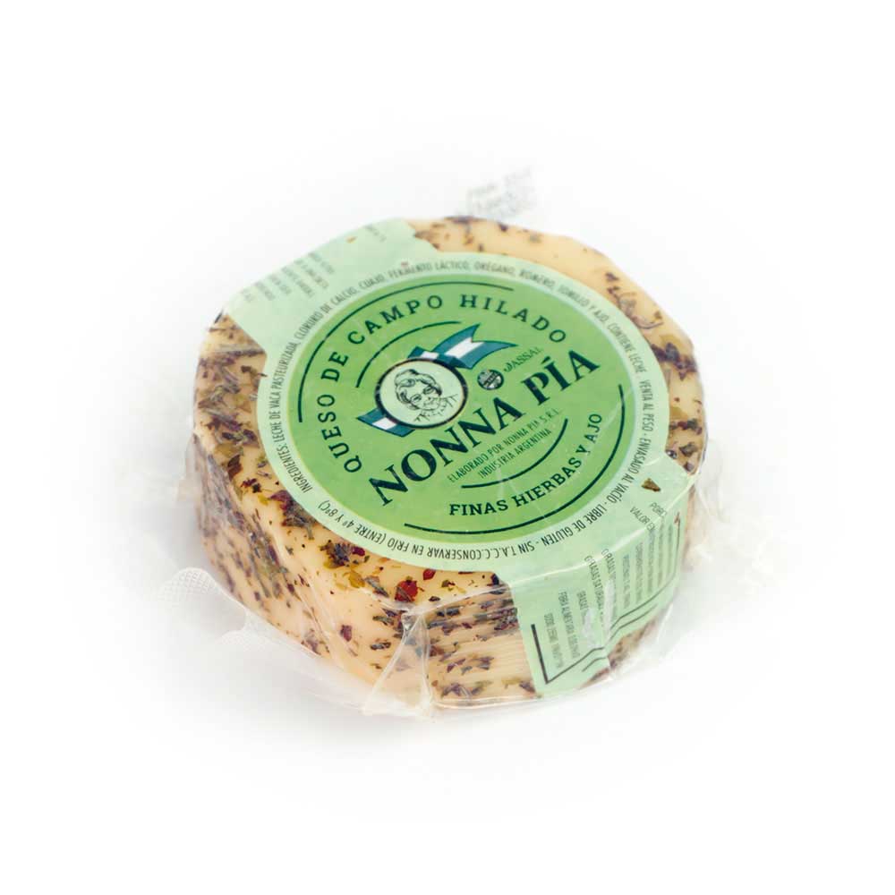 Queso de campo hilado artesanal sabor finas hierbas y ajo 0.210 Kg Nonna Pia
