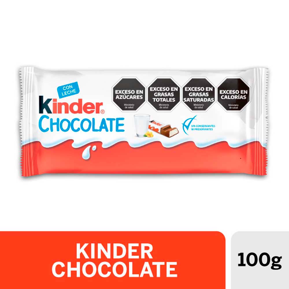 Chocolate Sabor Leche 100 Grs x 8 Un Kinder