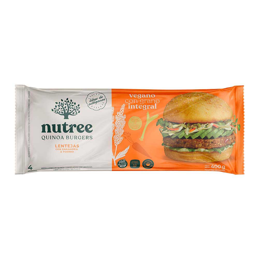 Medallones De Quinoa Y Lentejas 400 Gr X 4 Un Nutree